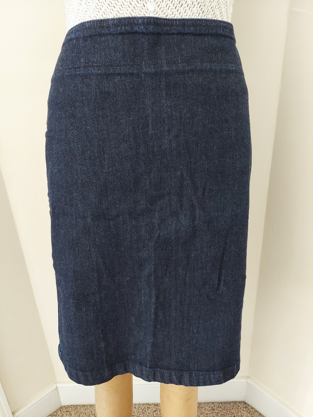 Anne Klein Dark Blue Denim Pencil Skirt